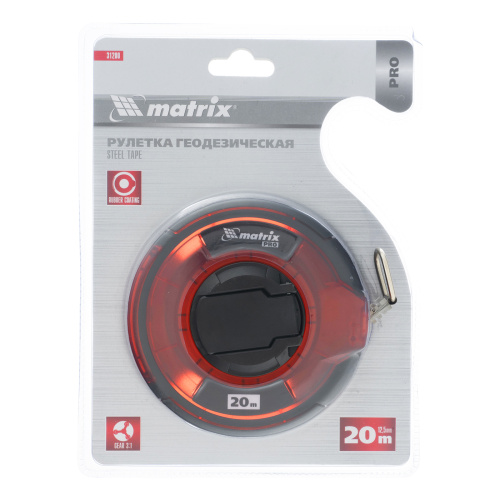 Рулетка геодезическая 20 м х 12,5 мм, закрытый корпус, стальная лента, односторонняя шкала, Pro Matrix по ценам производителя в Уфе с доставкой по всей России