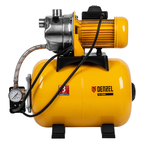 Насосная станция PS1000Х, 1000 Вт, 3500 л/ч, ресивер 24 л, подъем 44 м, нержавейка Denzel по ценам производителя в Уфе с доставкой по всей России