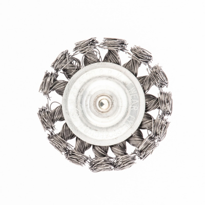 Щетка для дрели, 75 мм, плоская со шпилькой, крученая металлическая проволока 0.5 мм Сибртех по ценам производителя в Уфе с доставкой по всей России