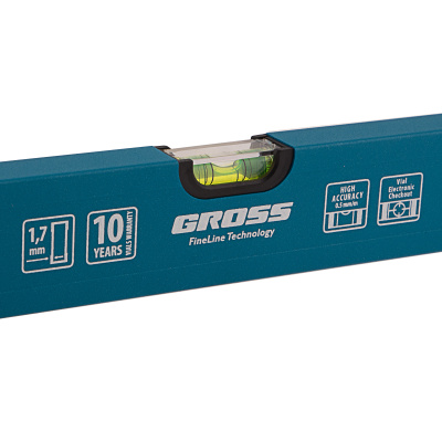 Уровень алюминиевый усиленный, 1000 мм, 3 глазка Gross по ценам производителя в Уфе с доставкой по всей России