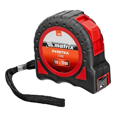 Рулетка Strong,5 м х 19 мм,обрезиненный корпус Matrix