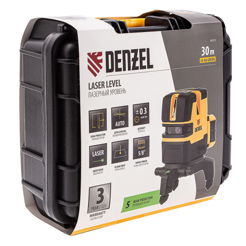 Лазерный уровень LX 06 Green, 30 м, 520 нм, аккумулятор Li 5200 mAh, резьба 5/8" Denzel по ценам производителя в Уфе с доставкой по всей России