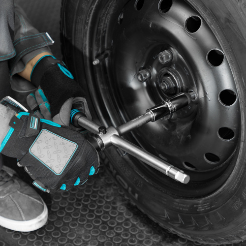 Ключ-крест баллонный, складной с изменяющимся рычагом, 17 мм, 19 мм, 21 мм, 23 мм, CrV, хромированный Gross по ценам производителя в Уфе с доставкой по всей России