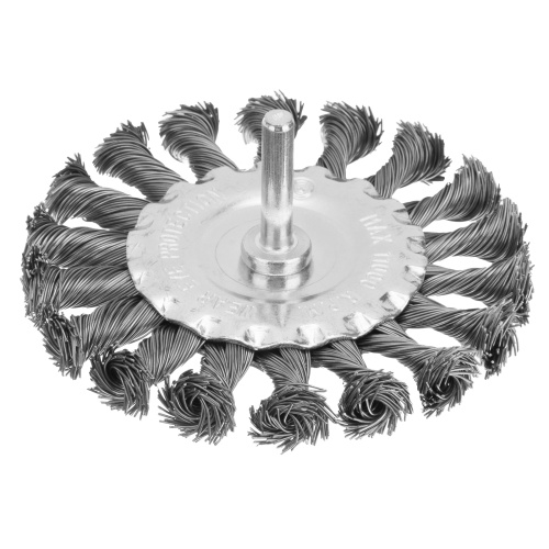 Щетка для дрели, 100 мм, плоская со шпилькой, крученая металлическая проволока Matrix по ценам производителя в Уфе с доставкой по всей России