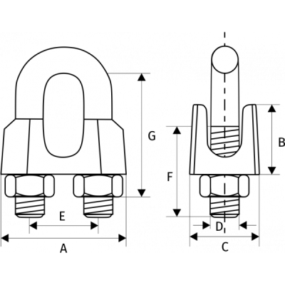 Зажим для троса DIN 741, D = 30 мм по ценам производителя в Уфе с доставкой по всей России