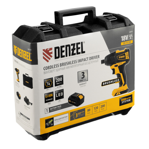 Винтоверт ударный аккумуляторный бесщет CID-IB-200 18В Li-Ion Denzel по ценам производителя в Уфе с доставкой по всей России