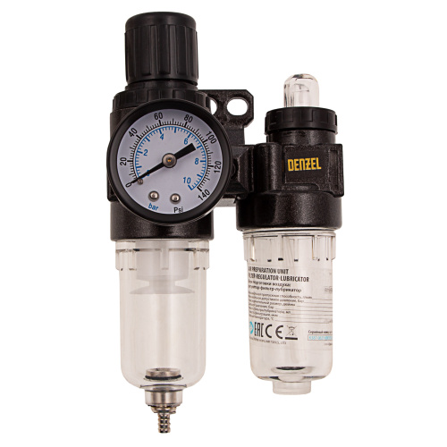 Блок подготовки воздуха регулятор-фильтр-лубрикатор FLR1500, 10 бар, 1500 л/мин, 1/4" Denzel по ценам производителя в Уфе с доставкой по всей России