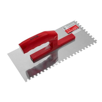 Гладилка из нержавеющей стали, 280 х 130 мм, зеркальная полировка, пластмассовая ручка, зуб 6 х 6 мм Matrix по ценам производителя в Уфе с доставкой по всей России