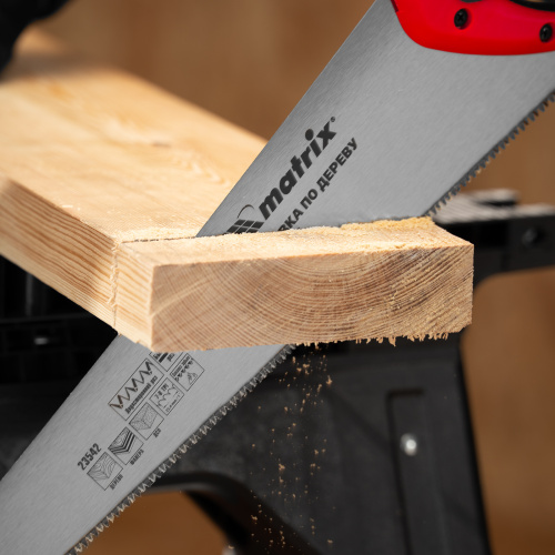 Ножовка по дереву, 500 мм, 7-8 TPI, зуб-3D, каленый зуб, двухкомпонентная рукоятка Matrix по ценам производителя в Уфе с доставкой по всей России