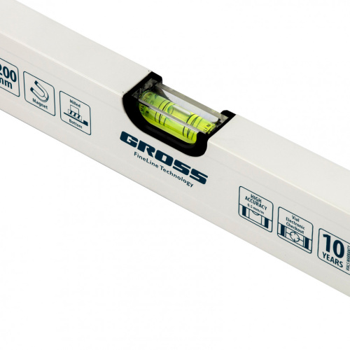 Уровень алюминиевый, 1200 мм, фрезерованный, 3 глазка, магнитный Gross по ценам производителя в Уфе с доставкой по всей России