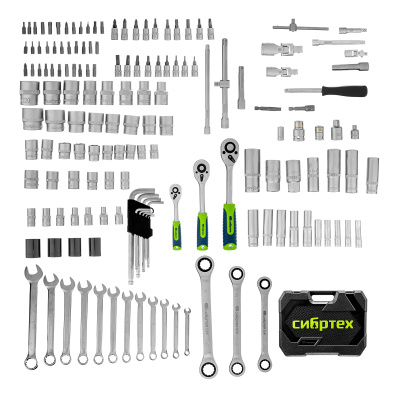 Набор инструментов, 1/2", 3/8", 1/4", пластиковый кейс 160 предм. Сибртех по ценам производителя в Уфе с доставкой по всей России