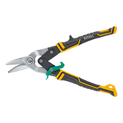 Ножницы по металлу, 270 мм, прямой и правый рез, сталь-СrMo, трехкомпонентные рукоятки Denzel по ценам производителя в Уфе с доставкой по всей России