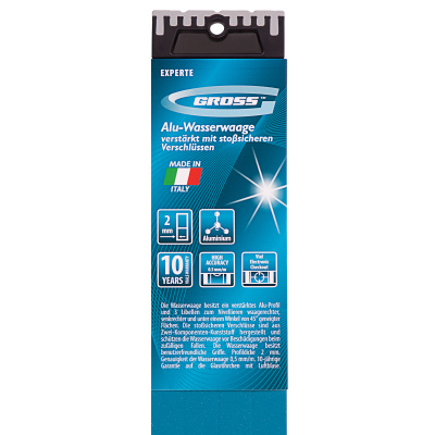 Уровень алюминиевый, 1800 мм, усиленный с ударопрочными заглушками, рукоятки, 3 глазка Gross по ценам производителя в Уфе с доставкой по всей России