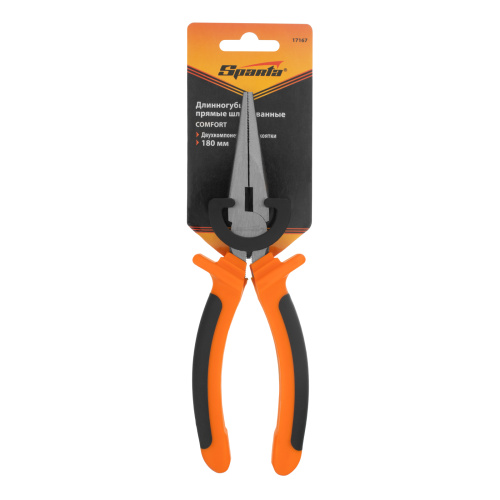 Длинногубцы прямые Comfort, 180 мм, шлифованные, двухкомпонентные рукоятки Sparta по ценам производителя в Уфе с доставкой по всей России