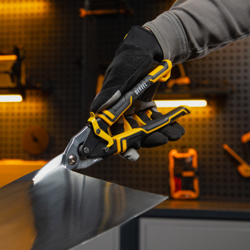 Ножницы по металлу, 270 мм, прямой рез, сталь-CrMo, трехкомпонентные рукоятки Denzel по ценам производителя в Уфе с доставкой по всей России