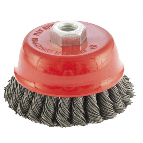 Щетка для УШМ, 100 мм, М14, "чашка", двухрядная, крученая проволока 0.8 мм Matrix по ценам производителя в Уфе с доставкой по всей России