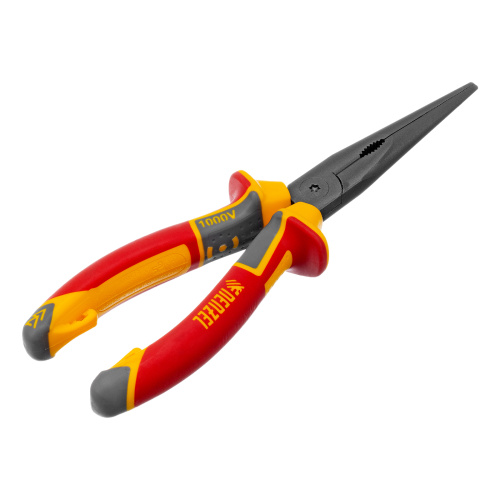 Длинногубцы прямые, диэлектрические рукоятки до 1000 В, трехкомпонентные рукоятки, 205мм Denzel по ценам производителя в Уфе с доставкой по всей России