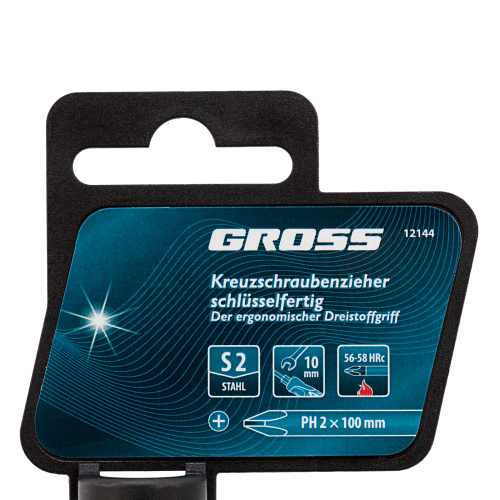 Отвертка PH2 x 100 мм, S2, трехкомпонентная ручка Gross по ценам производителя в Уфе с доставкой по всей России