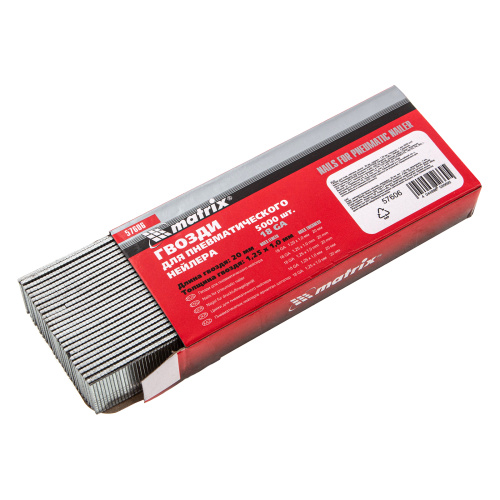 Гвозди для пневматического нейлера, длина 20 мм, ширина 1.25 мм, толщина 1 мм, 5000 шт Matrix по ценам производителя в Уфе с доставкой по всей России