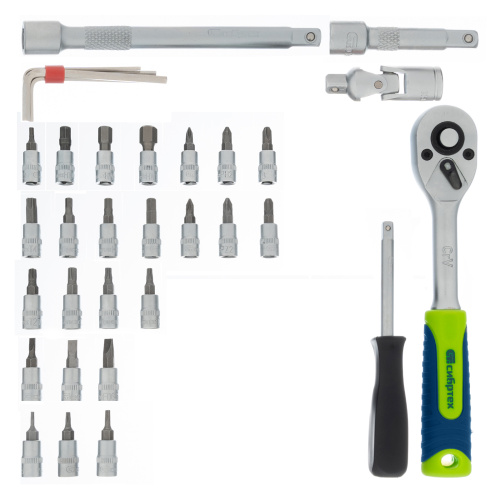 Набор инструментов, 1/4", пластиковый кейс 56 предметов Сибртех по ценам производителя в Уфе с доставкой по всей России