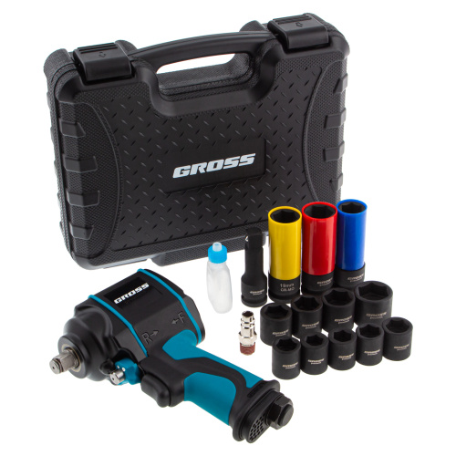 Гайковерт пневматический ударный G985K2, 1/2, 610Нм 9000 об/мин, с набором 17 предметов Gross по ценам производителя в Уфе с доставкой по всей России