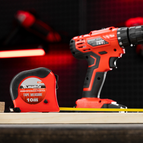 Рулетка Double fixation,10 м х 25 мм,обрезиненный корпус,двойная плавная фиксация Matrix по ценам производителя в Уфе с доставкой по всей России