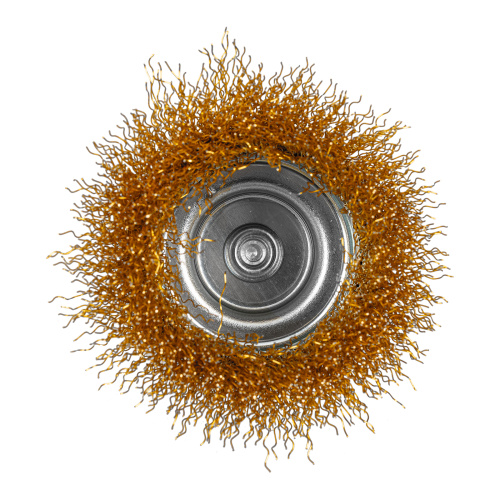 Щетка для дрели, 75 мм, "чашка" со шпилькой, латунированная витая проволока Matrix по ценам производителя в Уфе с доставкой по всей России