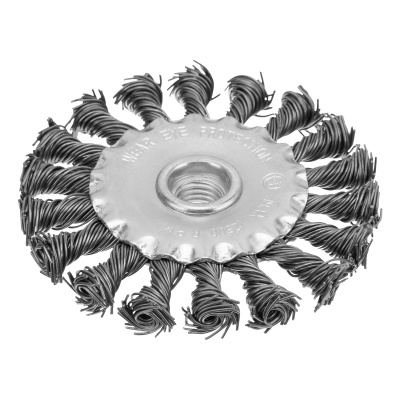 Щетка для УШМ 100 мм, М14, плоская, крученая проволока 0.8 мм Matrix по ценам производителя в Уфе с доставкой по всей России