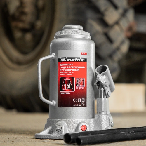 Домкрат гидравлический бутылочный, 15 т, высота подъема 230-460 мм Matrix по ценам производителя в Уфе с доставкой по всей России