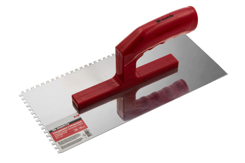 Гладилка из нержавеющей стали, 280 х 130 мм, зеркальная полировка, пластмассовая ручка, зуб 4 х 4 мм Matrix по ценам производителя в Уфе с доставкой по всей России