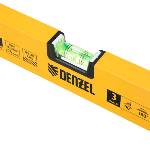 Уровень алюминиевый, магнит, фрезерованный, 3 глазка (1 зеркал.) 0,5 мм/м, 600 мм Denzel по ценам производителя в Уфе с доставкой по всей России