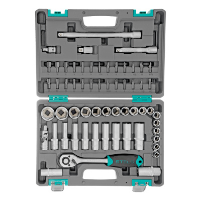 Набор инструментов, 1/2", CrV, пластиковый кейс 60 предметов Stels по ценам производителя в Уфе с доставкой по всей России