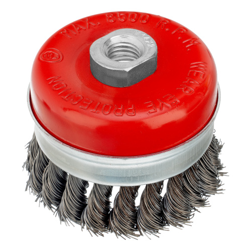 Щетка для УШМ Heavy Duty, 80 мм, М14, "чашка", крученая проволока 0.5 мм Matrix по ценам производителя в Уфе с доставкой по всей России