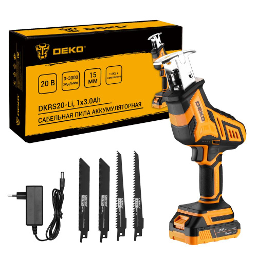Сабельная пила аккумуляторная DEKO DKRS20-Li, 20В, 1x3.0Ач по ценам производителя в Уфе с доставкой по всей России