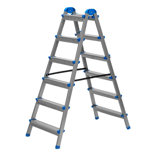 Стремянка двухсторонняя 6 ступеней, сталь профиль, стальные ступени, Сибртех по ценам производителя в Уфе с доставкой по всей России