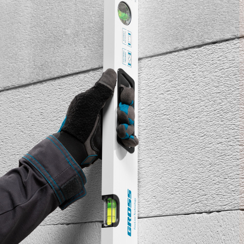 Уровень алюминиевый, 800 мм, усиленный, рукоятки, фрезерованный, 3 глазка, магнитный Gross по ценам производителя в Уфе с доставкой по всей России