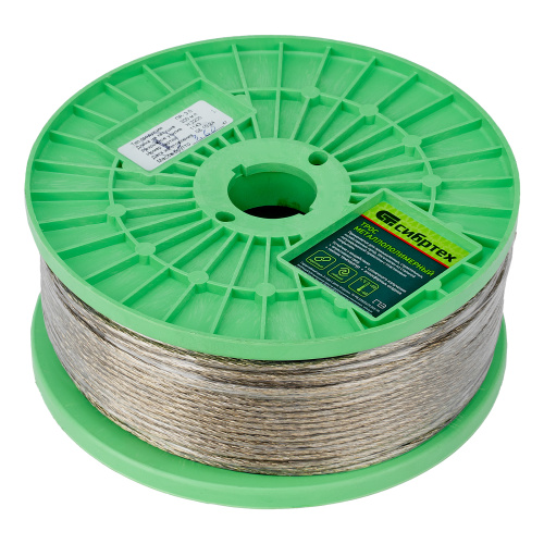 Трос металлополимерный прозрачный ПР-3.0, толщина 3.0 мм, катушка 200 метров Сибртех по ценам производителя в Уфе с доставкой по всей России