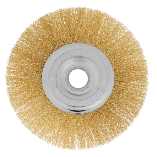 Щетка для УШМ, 175 мм, посадка 22.2 мм, плоская, латунированная витая проволока Matrix по ценам производителя в Уфе с доставкой по всей России