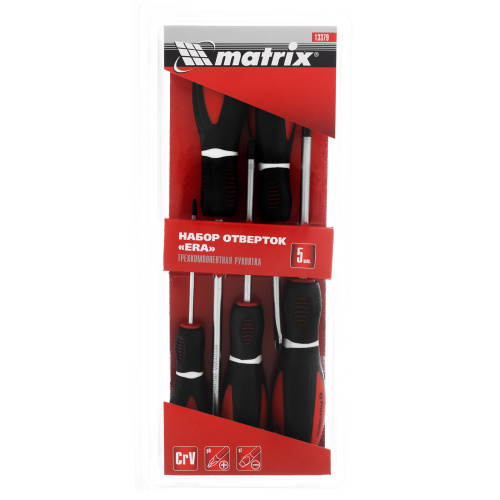 Набор отверток "Era", 5 шт, CrV, трехкомпонентная рукоятка Matrix по ценам производителя в Уфе с доставкой по всей России