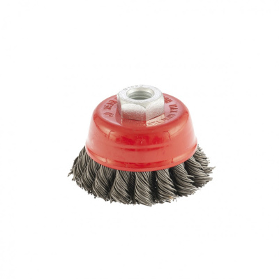 Щетка для УШМ, 75 мм, М14, "чашка", двухрядная, крученая проволока 0.8 мм Matrix по ценам производителя в Уфе с доставкой по всей России