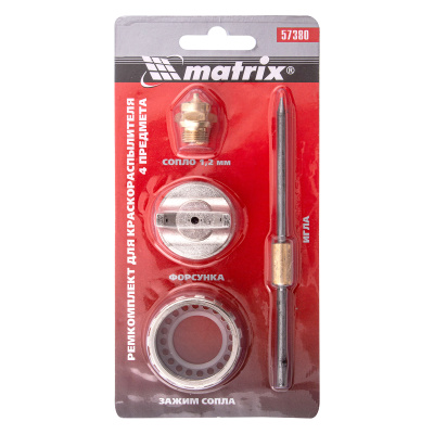 Ремкомплект для краскораспылителя 4 предмета : сопло 1.2 мм + игла + форсунка + зажим сопло Matrix по ценам производителя в Уфе с доставкой по всей России