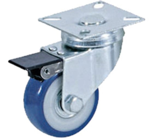 Колесо аппаратное поворотное SCvb 25 50 мм с тормозом (синяя резина) по ценам производителя в Уфе с доставкой по всей России