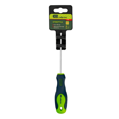 Отвертка, SL3 х 100 мм, CrV, двухкомпонентная рукоятка Сибртех по ценам производителя в Уфе с доставкой по всей России