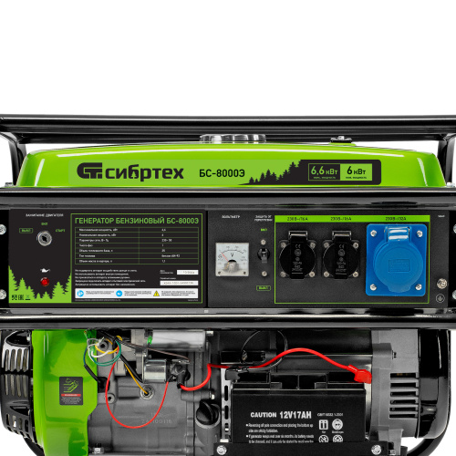Генератор бензиновый БС-8000Э, 6,6 кВт, 230В, четырехтактный, 25 л, электростартер Сибртех по ценам производителя в Уфе с доставкой по всей России