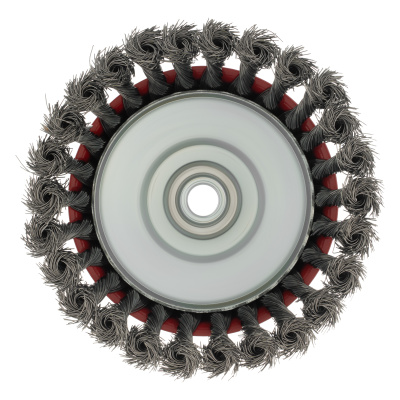 Щетка для УШМ, 125 мм, М14, "чашка", крученая проволока 0.35 мм Matrix по ценам производителя в Уфе с доставкой по всей России