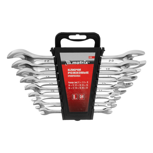 Набор ключей рожковых 8 шт, 6-22мм, CrV, Elliptical, зеркальное хромирование Matrix по ценам производителя в Уфе с доставкой по всей России