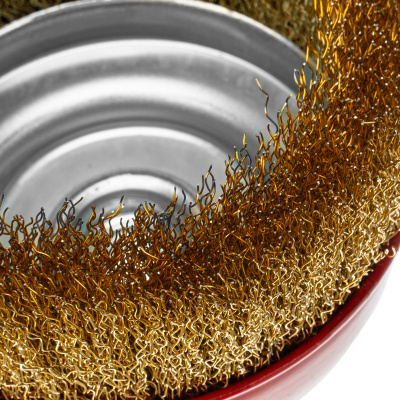 Щетка для УШМ, 125 мм, М14, "чашка", латунированная витая проволока Matrix по ценам производителя в Уфе с доставкой по всей России