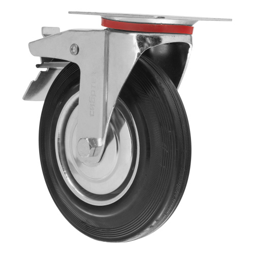 Колесо поворотное с тормозом D 160 мм, крепление  платформенное Сибртех по ценам производителя в Уфе с доставкой по всей России