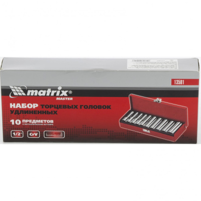 Набор торцевых головок 1/2", головки 10 - 22 мм, удлиненные, 10 предметов Matrix по ценам производителя в Уфе с доставкой по всей России