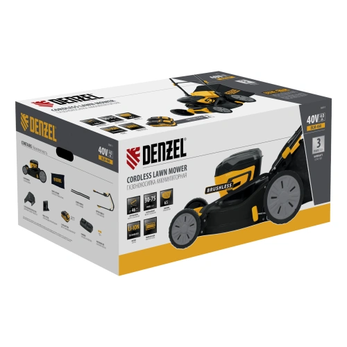 Газонокосилка аккумуляторная бесщет. DLM-460, 460 мм, травосб. 65 л., Li-Ion, 40 В Denzel по ценам производителя в Уфе с доставкой по всей России